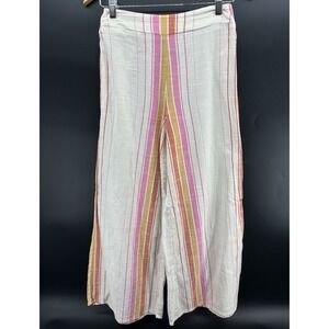 Rip Curl Pants Womens S White Rainbow Striped Wide Leg Lounge Boho AC32